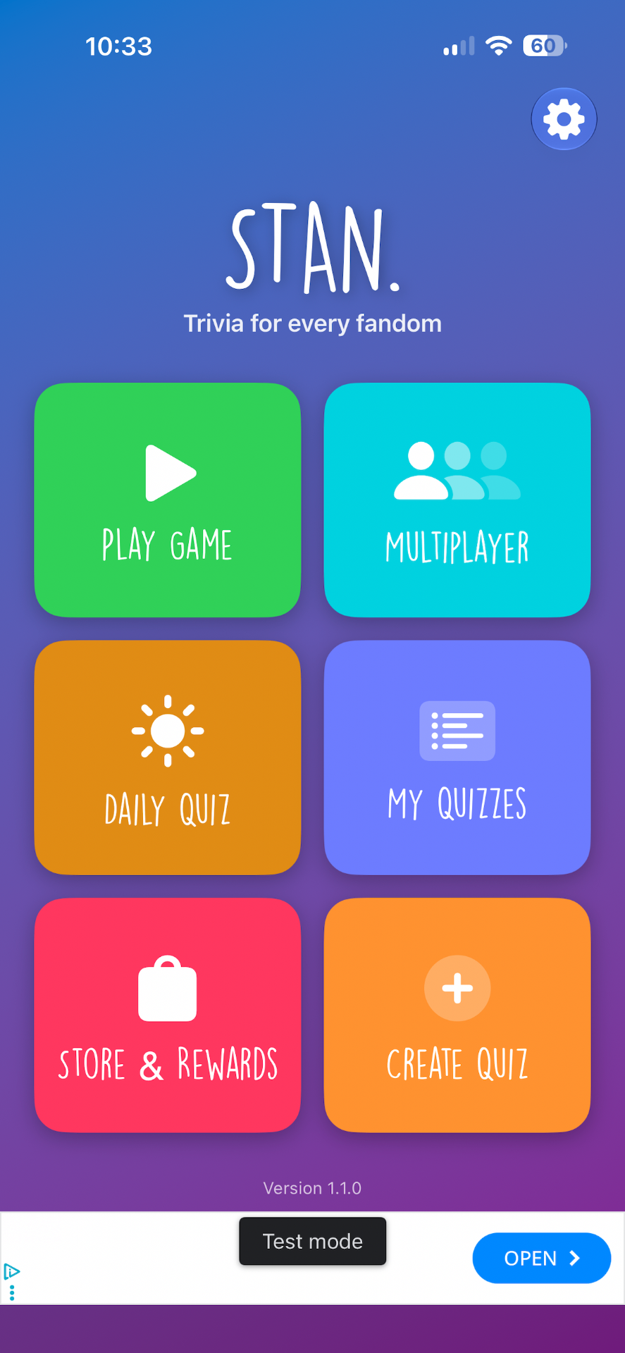 Stan trivia home screen
